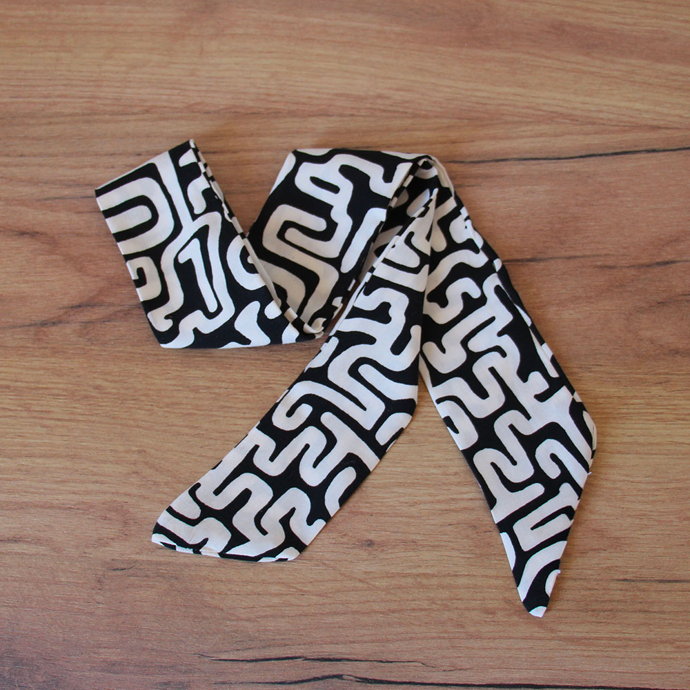 bandeau cheveux noir et blanc marmull motif abstrait