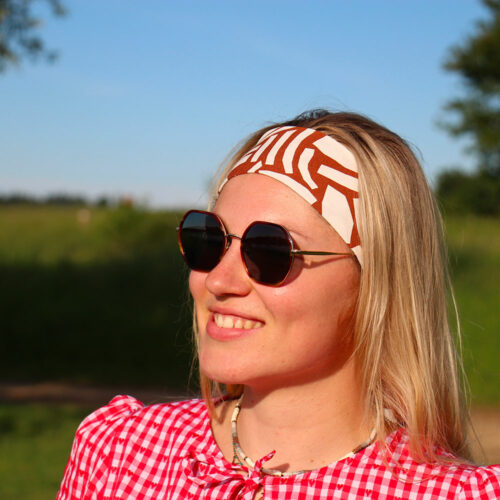 bandeau cheveux marron et blanc marmull motif graphique