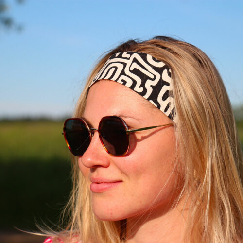 bandeau cheveux noir et blanc marmull motif abstrait