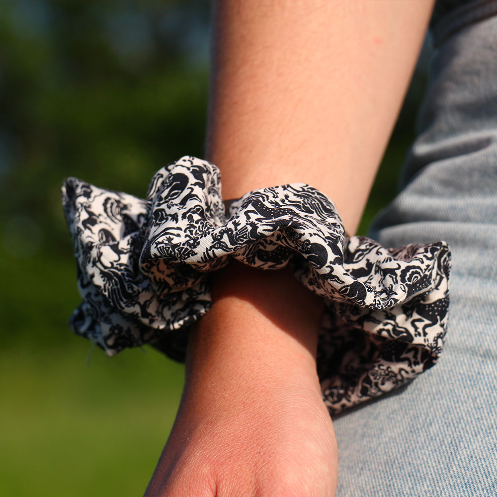 chouchou cheveux motif noir blanc marmull