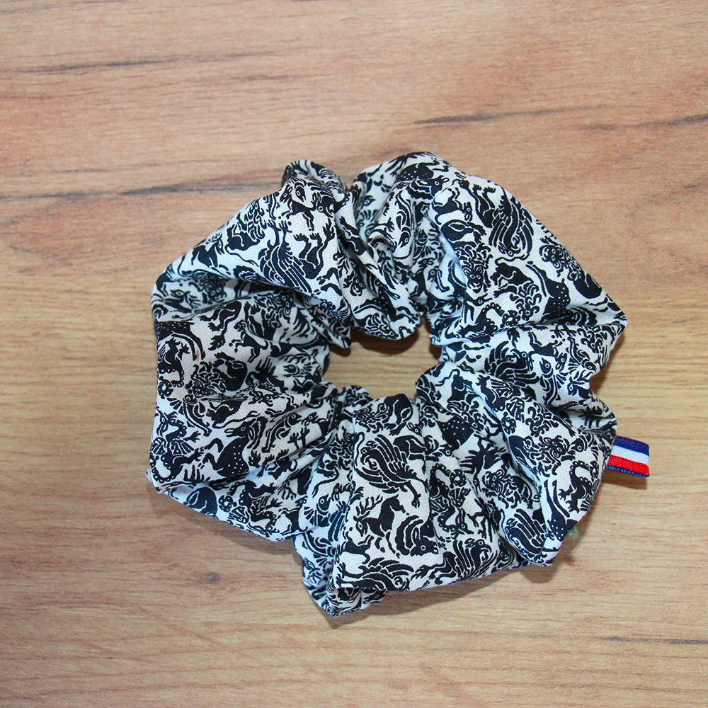 chouchou cheveux motif noir blanc marmull