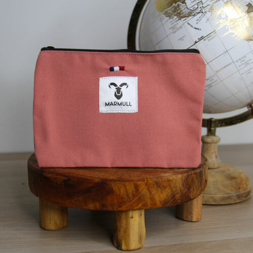 pochette marmull en coton rose avec fermeture zip
