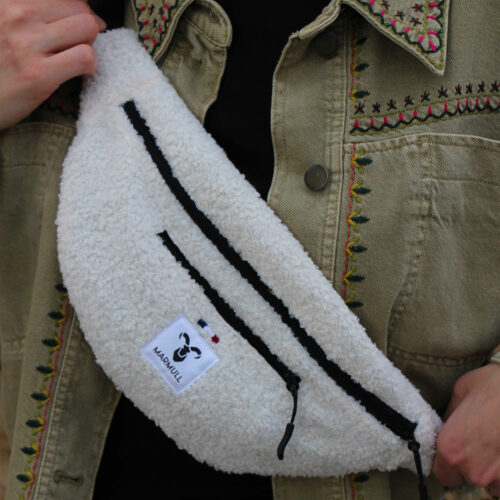 Sac banane marmull blanc en tissu bouclette