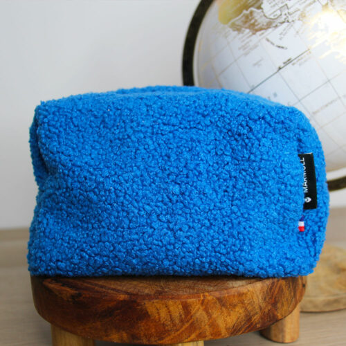 trousse marmull bleu electrique en tissu bouclette
